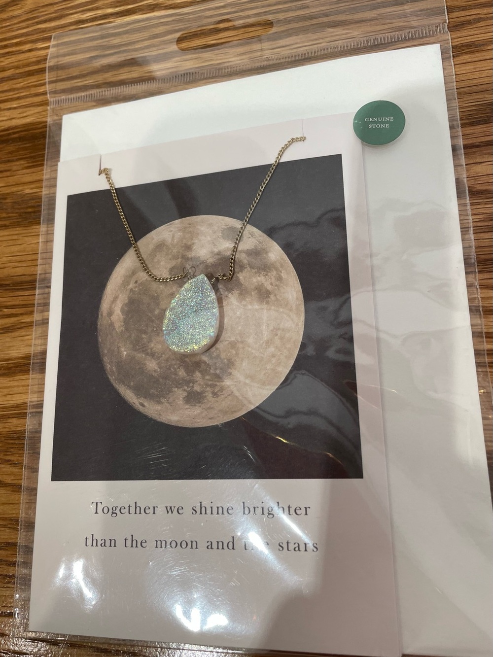 Teardrop Druzy Pendant Necklace Genuine gemstones & a blank card NWT